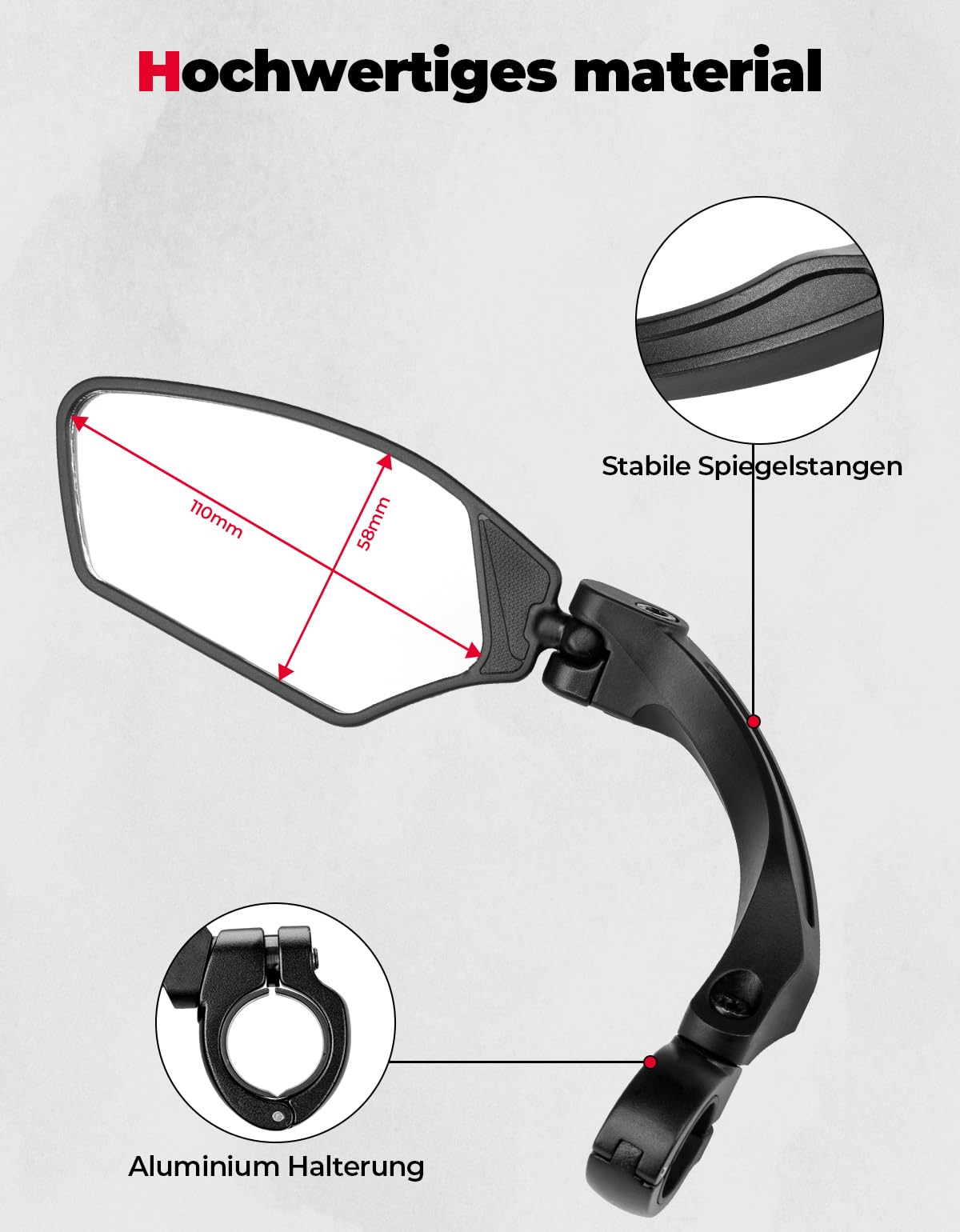 Specchietto Retrovisore Per Bici - Regolabile 360° Per Manubrio 22-25mm - Foto 6