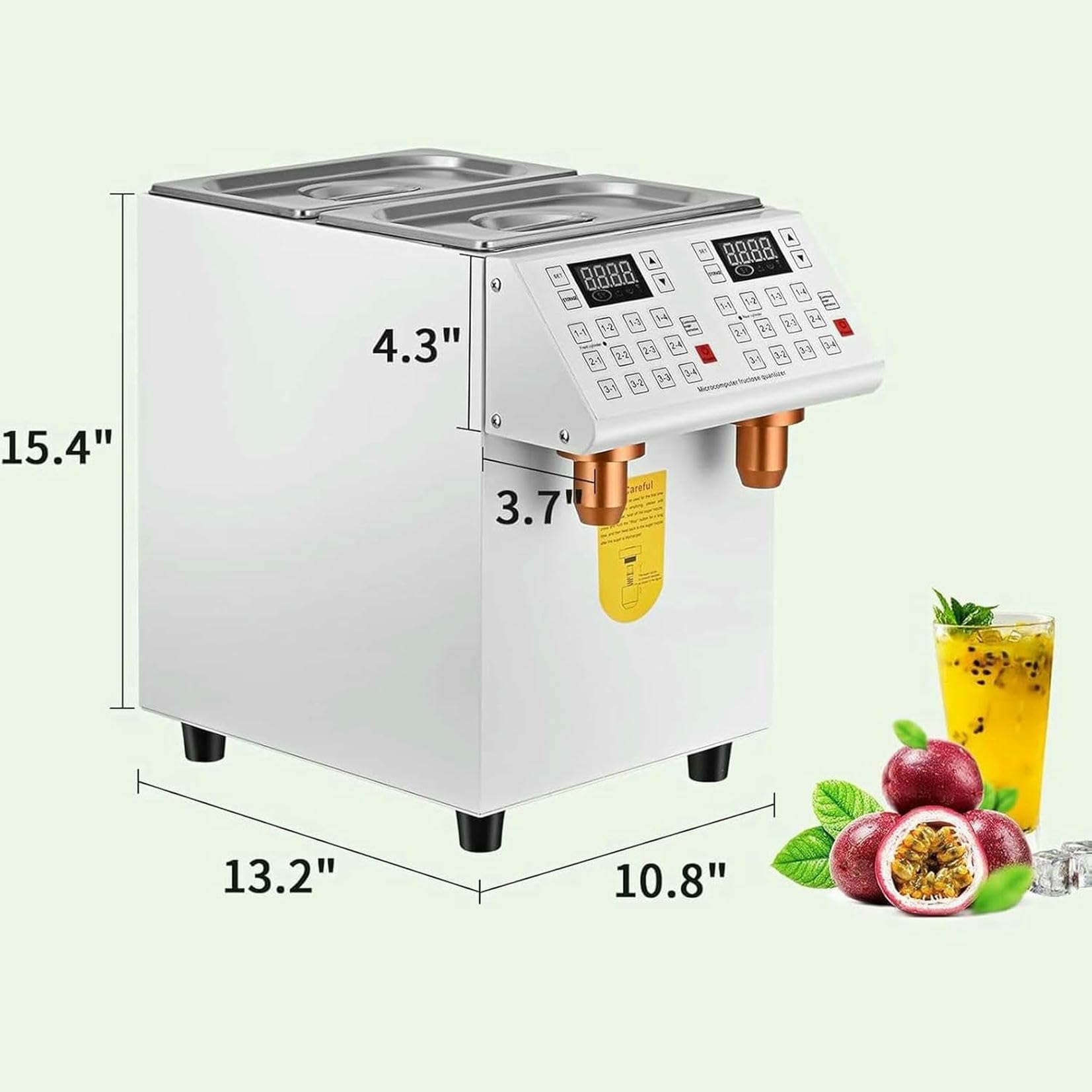 Dispensador automático de fructosa de 10 L, dispensador comercial de jarabe con doble salida, 24 ajustes programables para tiendas de café y té, fácil operación