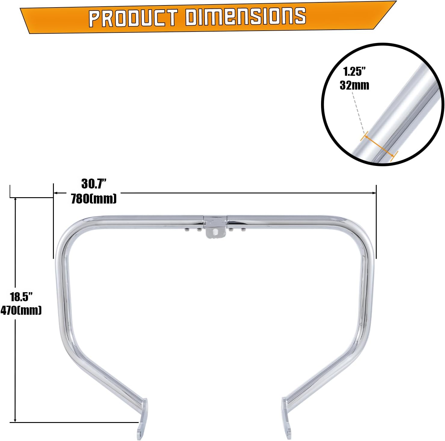 Kinglemc Crash Bar Engine Guard Highway Freeway Bar for Harley Dyna Daytona Glide Custom Low Rider Street Bob Sturgis Super Glide (Chrome)