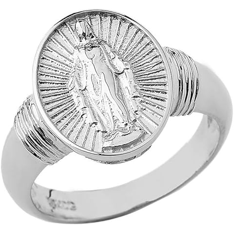 Claddagh Gold Certified 925 Sterling Silver Blessed Mother Mary Miraculous Ring
