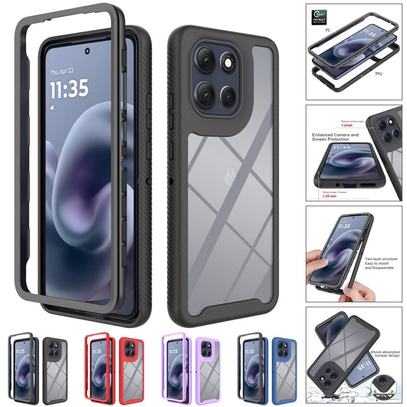 Étui compatible avec Moto G86 résistant aux chutes avec silicone double couche - 2