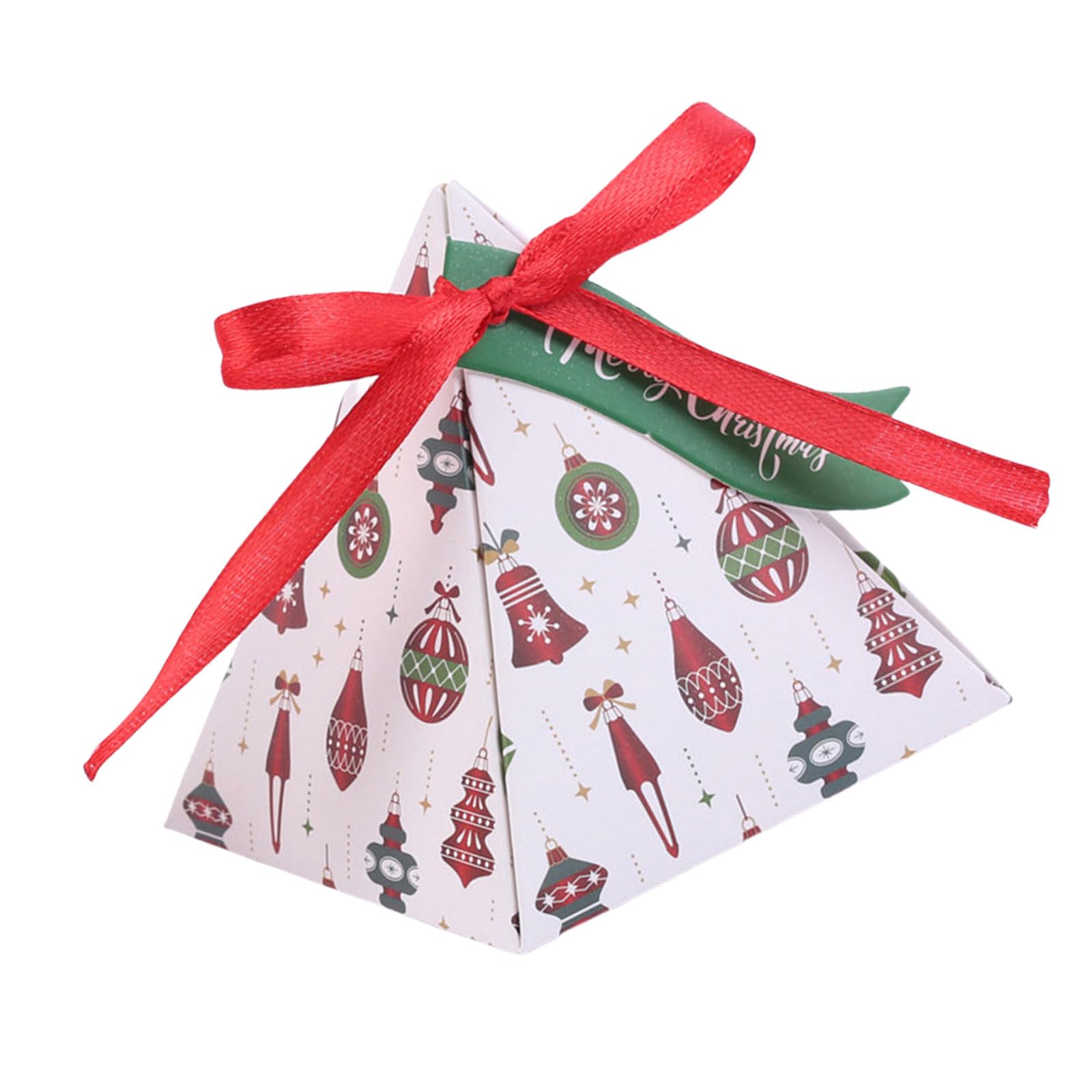 Kalttoy 50pcs Christmas Triangles Shape Candy Boxes Christmas Party Supplies Beautiful Triangles Gift Boxes for Sweet Treat Treats