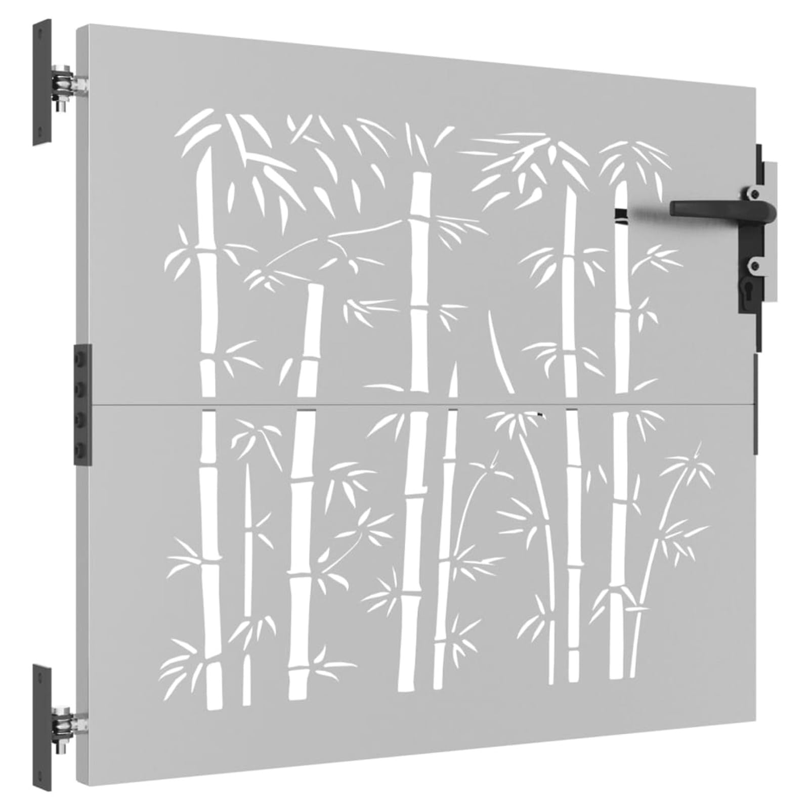 Festnight Puerta de Jardín 85 x 75 cm, Puerta de Jardín de Acero Corten, Puerta Exterior, diseño bambú
