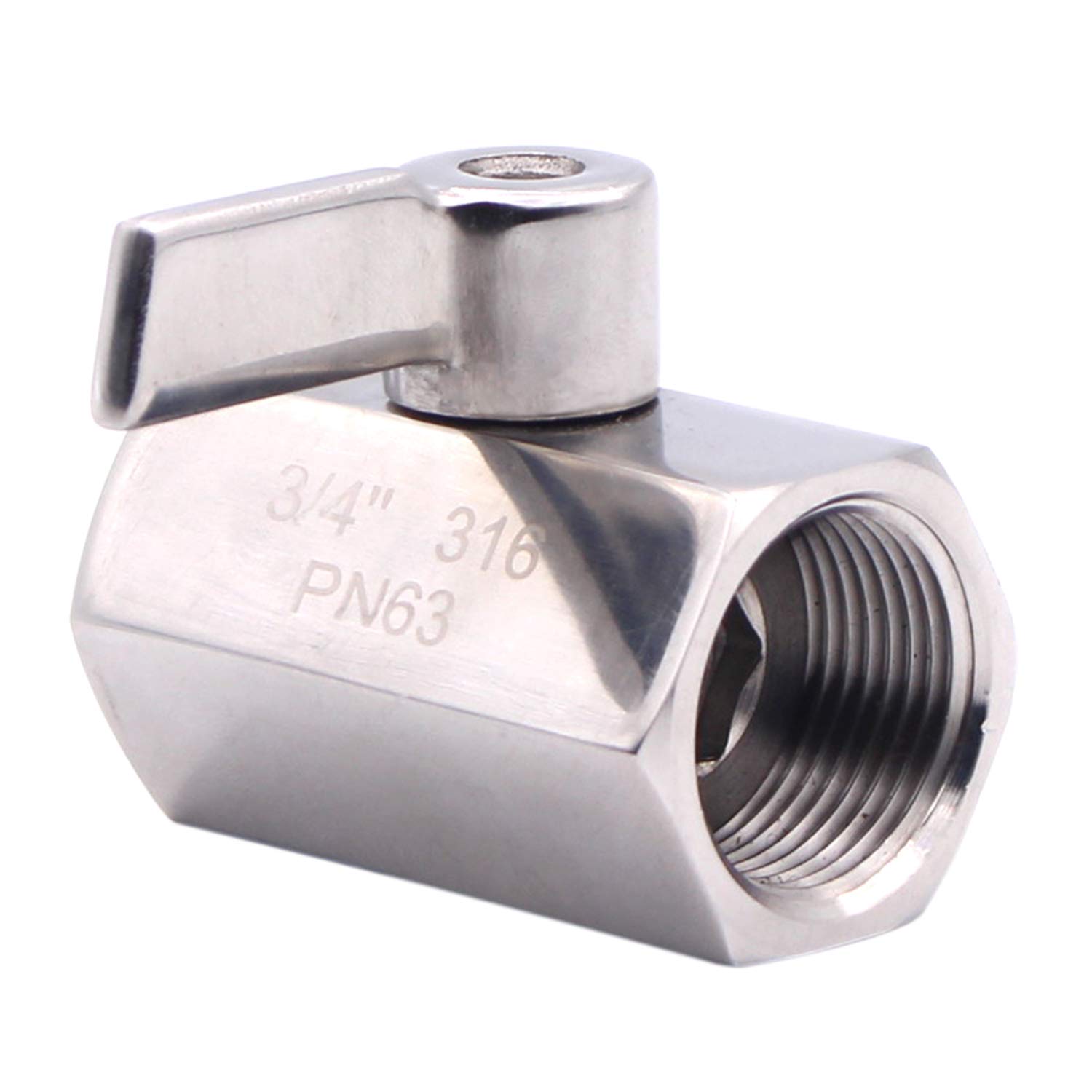 Dernord válvula de bola NPT de 3/4 pulgadas hembra y hembra con mango de acero inoxidable (Paquete de 2)