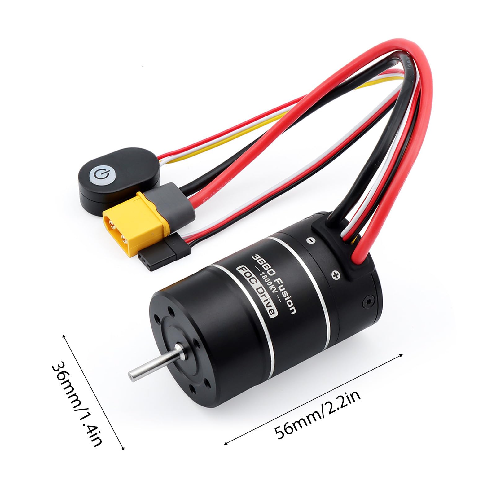 Asixxsix Bezszczotkowy Silnik ESC Combo 3660 1800KV, Silnik i ESC 40A 2w1 System Napędu FOC z ochroną przeciwdeszczową i przeciwkurzową, dla 1/10 RC Crawler Rock Crawling