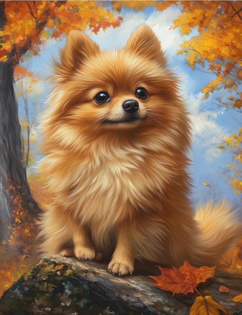 NAHUIGOOD Cross-Stitch Kits,Forest Pomeranian 11CT40x50cm,Cross Stitch for Adults,11CT Counted Printed Cross Stitch,Embroidery Cross Stitch Kits