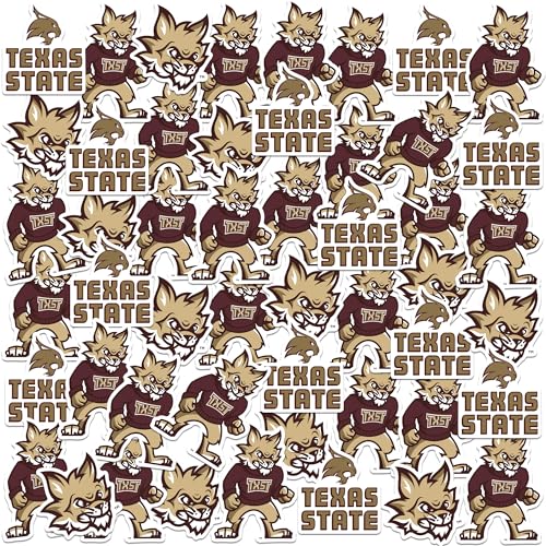 Texas State University Secondary Logo Mascot 50 Sticker Pack – Waterproof