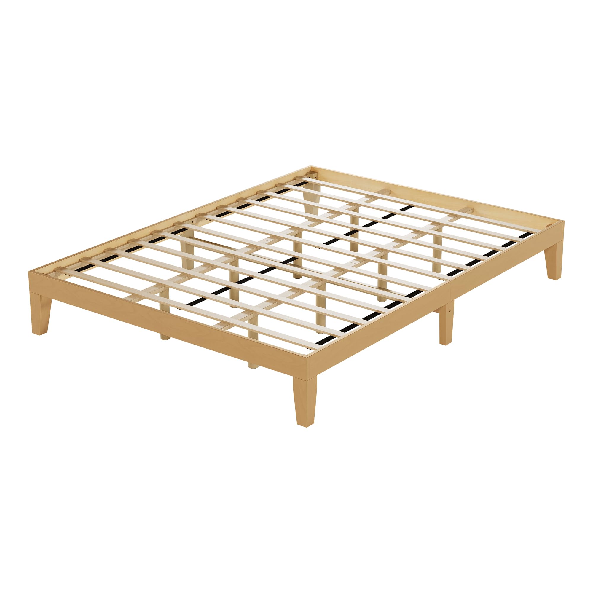 MALOL 12 Inch Wood Platform Bed Frame，Sturdy Full Size Bed Frame with Wood Slat Support, No Box Spring Needed, Pine
