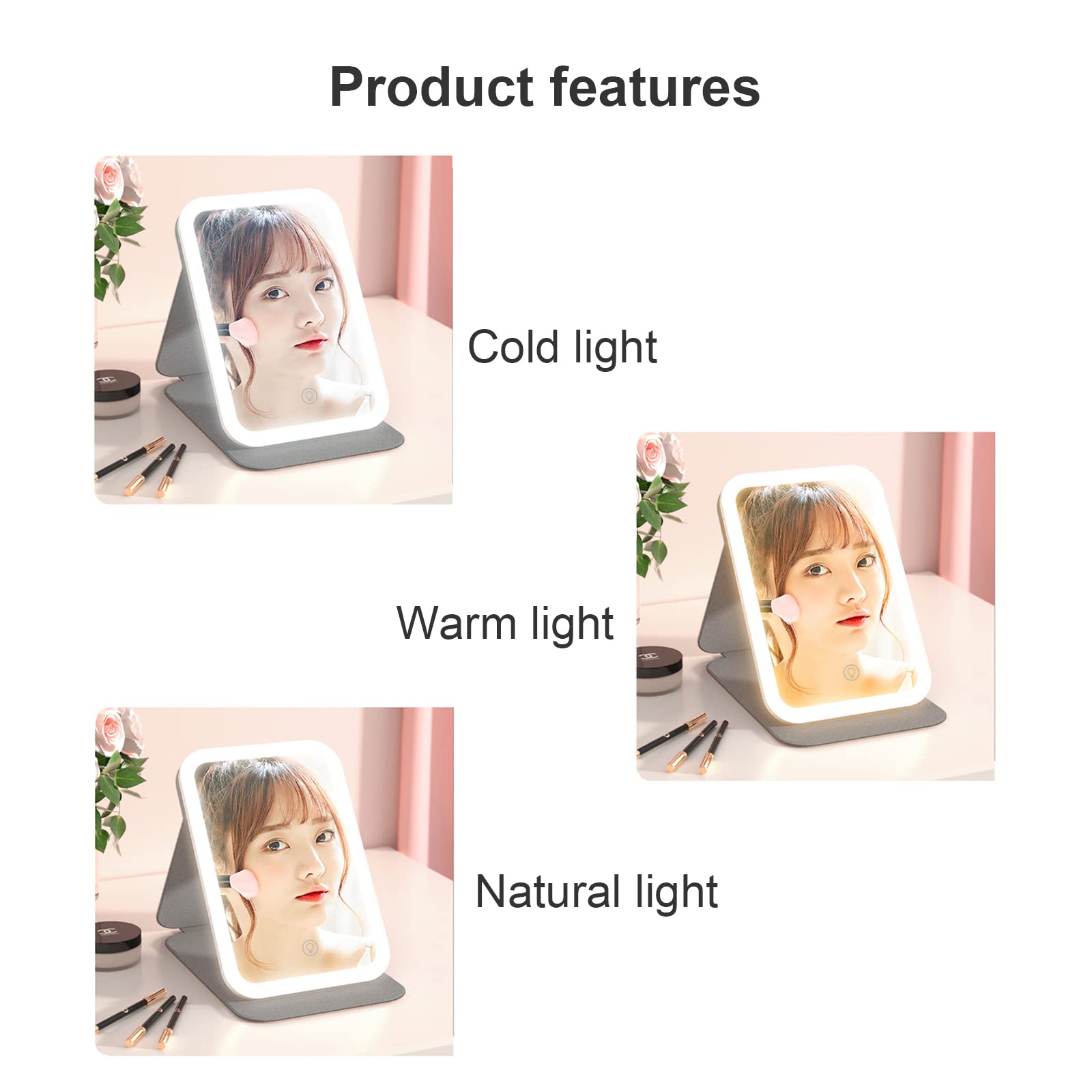 Dripex Miroir Maquillage Lumineux 58 X 48cm, Miroir LED Miroir