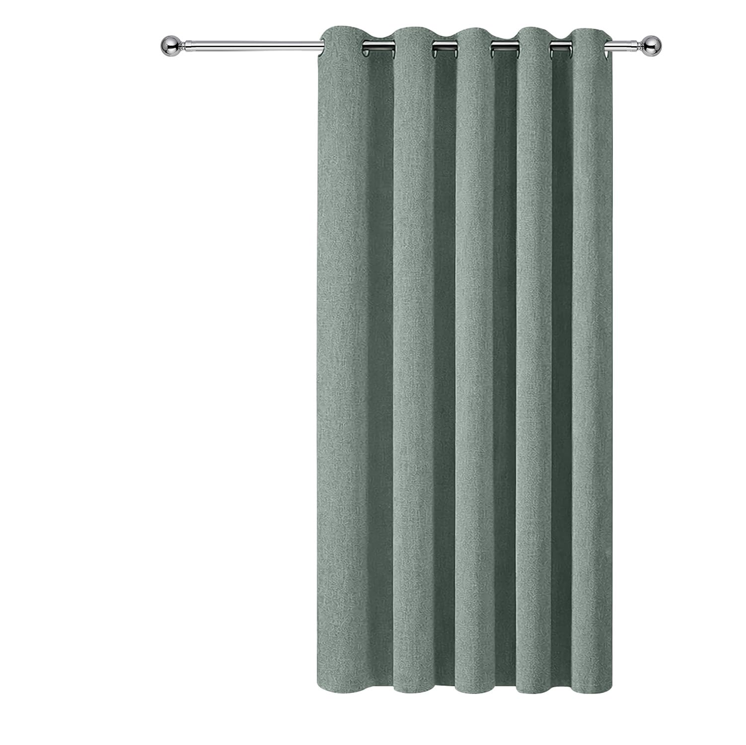Aspire Homeware Sage Green 100% Blackout Eyelet Linen Curtains For Living Room 66X84 Inch Thermal Insulated & Super Soft Ring Top Curtain Single Panel With Matching Tieback