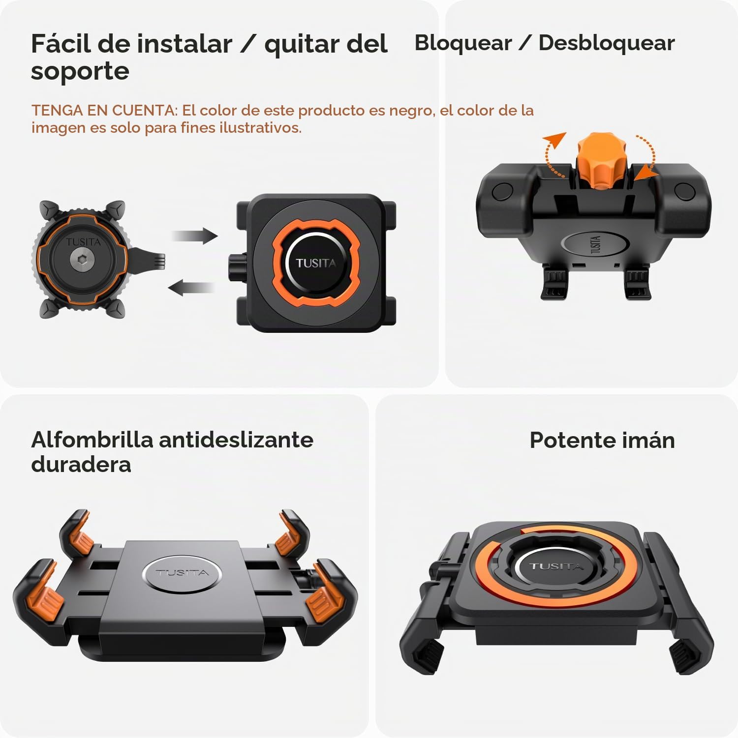 TUSITA Soporte de Teléfono para Bicicleta - Twist Lock Stem Manillar Soporte de Teléfono y Adaptador de Abrazadera Universal