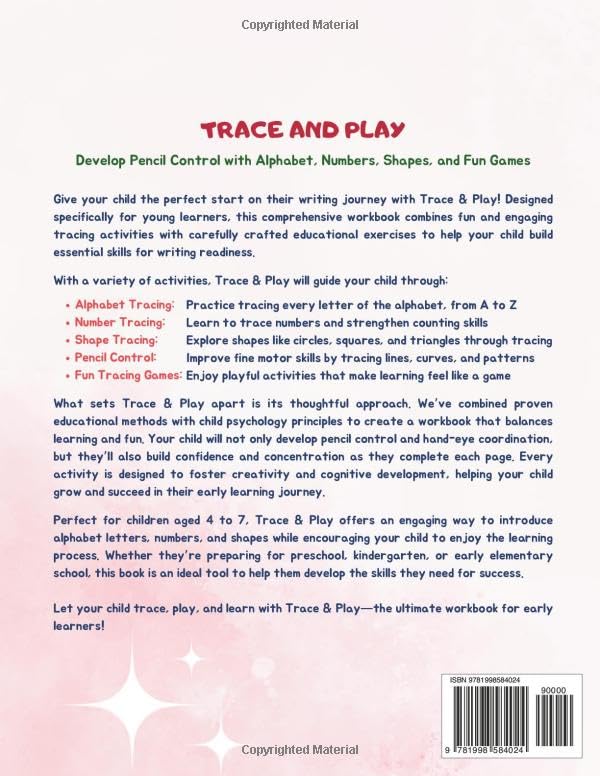 Trace and Play | Early Learners' Tracing Workbook: Develop Pencil Control with Alphabet, Numbers, Shapes, and Games (Age 4 to 7) (Early Learners ... Educational Books for Preschool Kids) - Image 2
