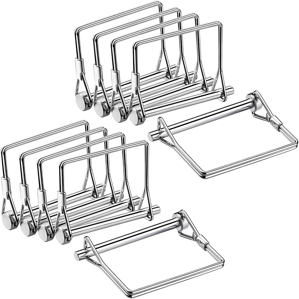 10 Pack Trailer Coupler Pin 1/4"Diameter 4 Inch Long,Heavy-Duty Wire Lock Pin,PTO Shaft Safety Locking Pin Set,Trailer Hitch Locking Pin, Lawn Mower Hitch Pin Quick Release Wire Lock Pin (Silvery)