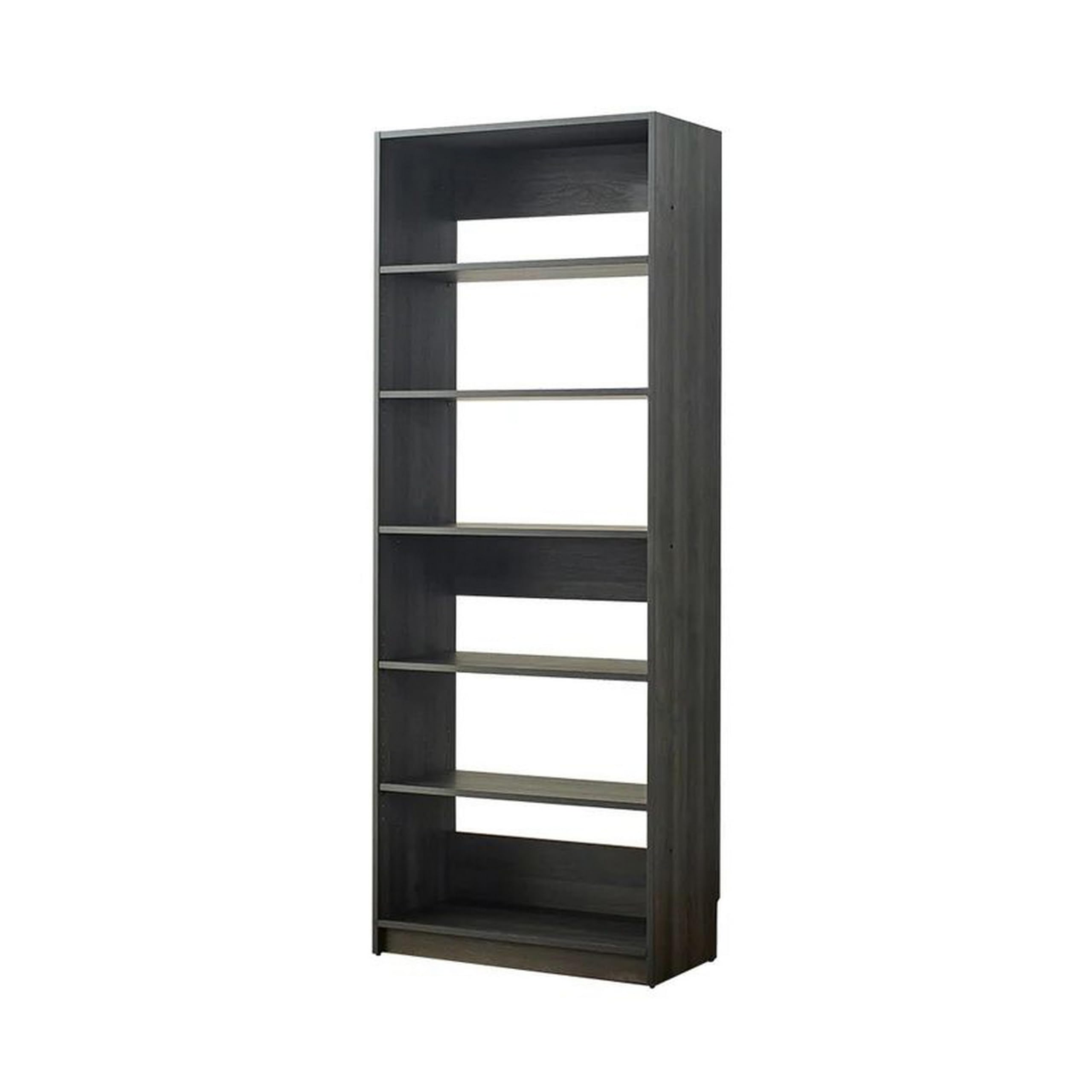 Benjara Dee Modular Closet System, 5 Tier Storage Shelves, Wood Finish, Gray and Black