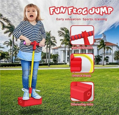 Image of CRIYALE Pogo Jumper for Kids Fun & Safe Pogo Stick for Toddler | Durable & Bungee Stick for Age 3 & up, Support up to 250lbs | Jumping Promote Growing Taller Makes Squeaky Sound Improve Balance (Red)