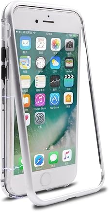 HDTOSNER Funda iPhone 8, Carcasas iPhone 7, Adsorci?n Magn?tica Metal Bumper con Cristal Templado Contraportada Transparente Protectora para iPhone 7/ iPhone 8 4,7