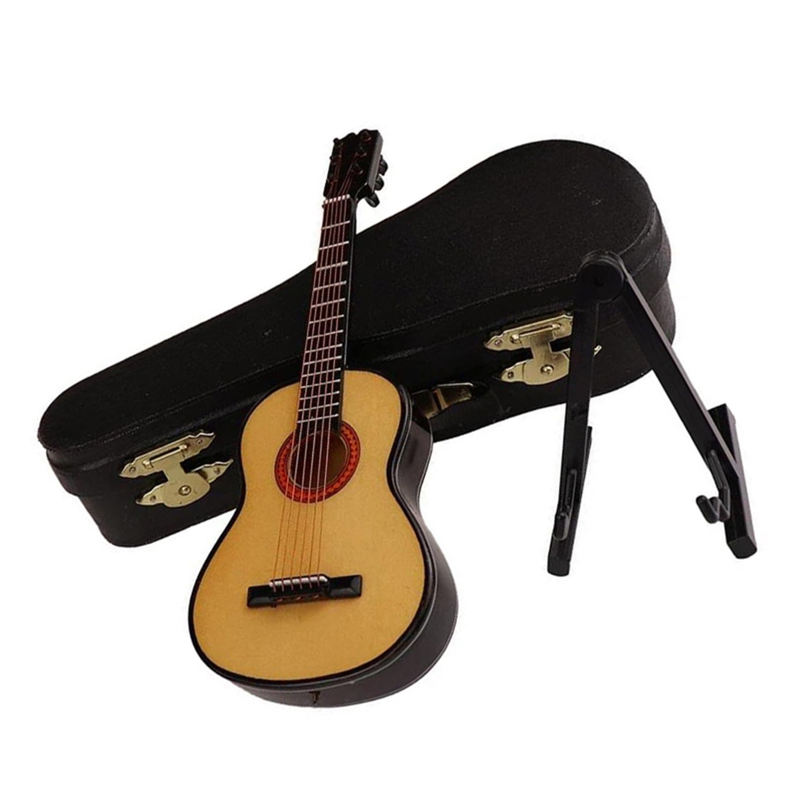 Ozdoby na instrumenty muzyczne Drewniana miniaturowa gitara ze stojakiem i futerałem ozdoba instrumentu muzycznego(Color C)