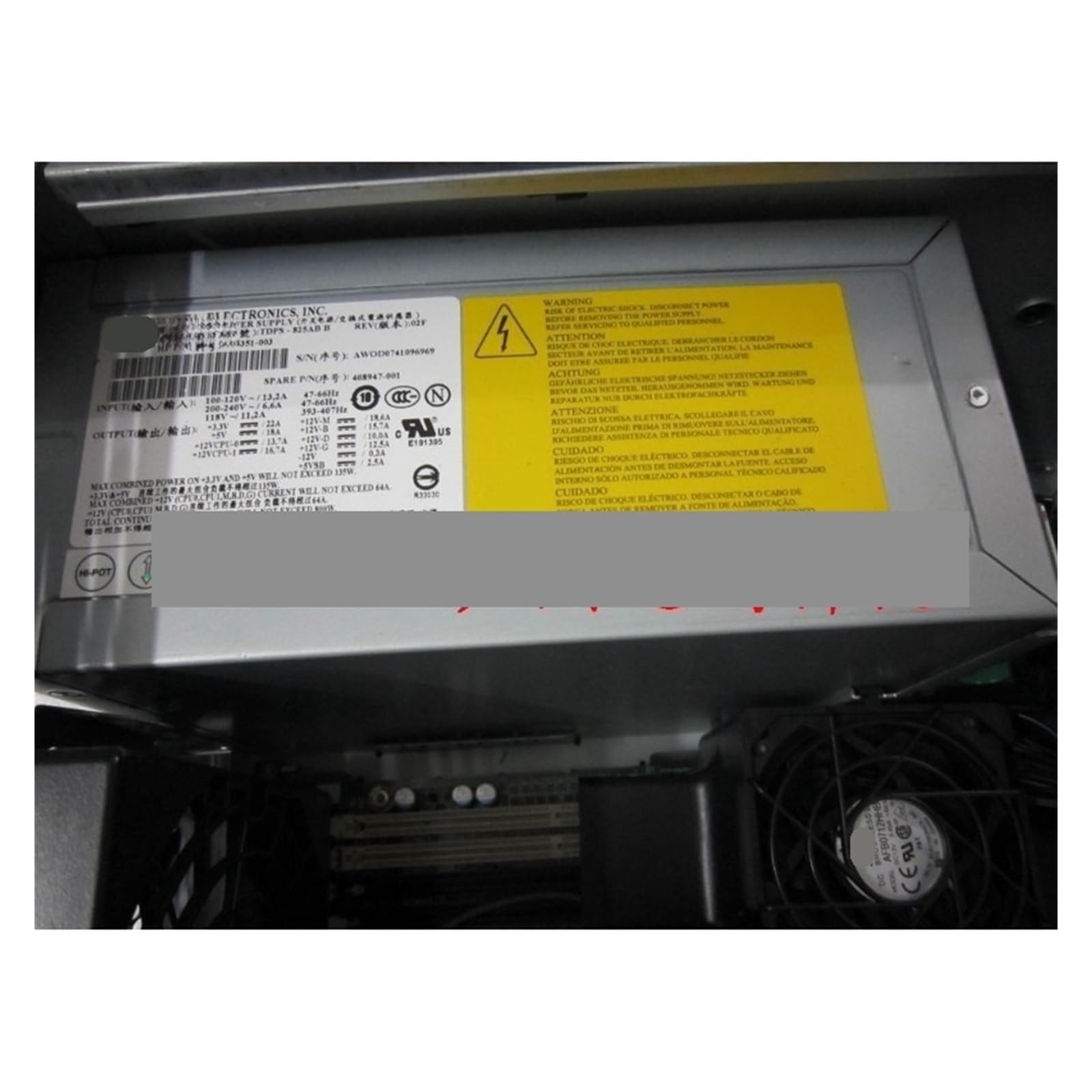 CLBSWYEJK For XW8400 Power Supply DPS-825AB B 405351-003 408947-001