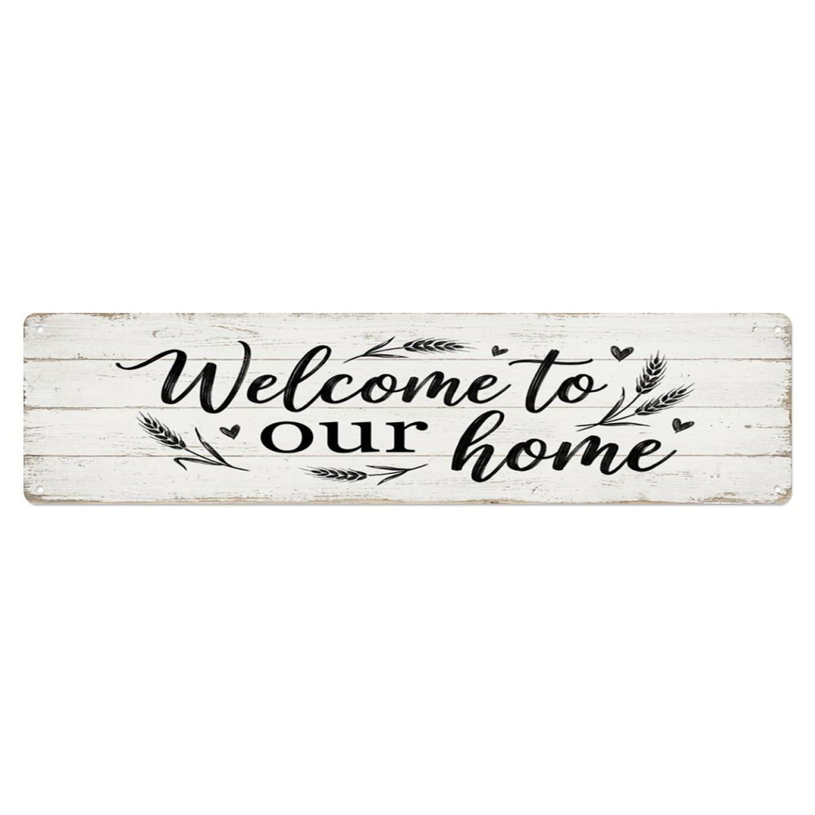 Welcome Home Rustic Wood Entryway Metal Tin Skinny Sign Plaque Wall Decor for Cafe, Club Bar, Office, Home Garden Metal Poster 4x16Inch