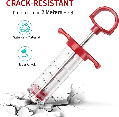 Miniatura 2 de Ofargo Jeringa inyectora de carne, inyectores de carne para ahumar y barbacoa con 2 agujas inyectoras de adobo adobos inyectores para carnes, pavo,