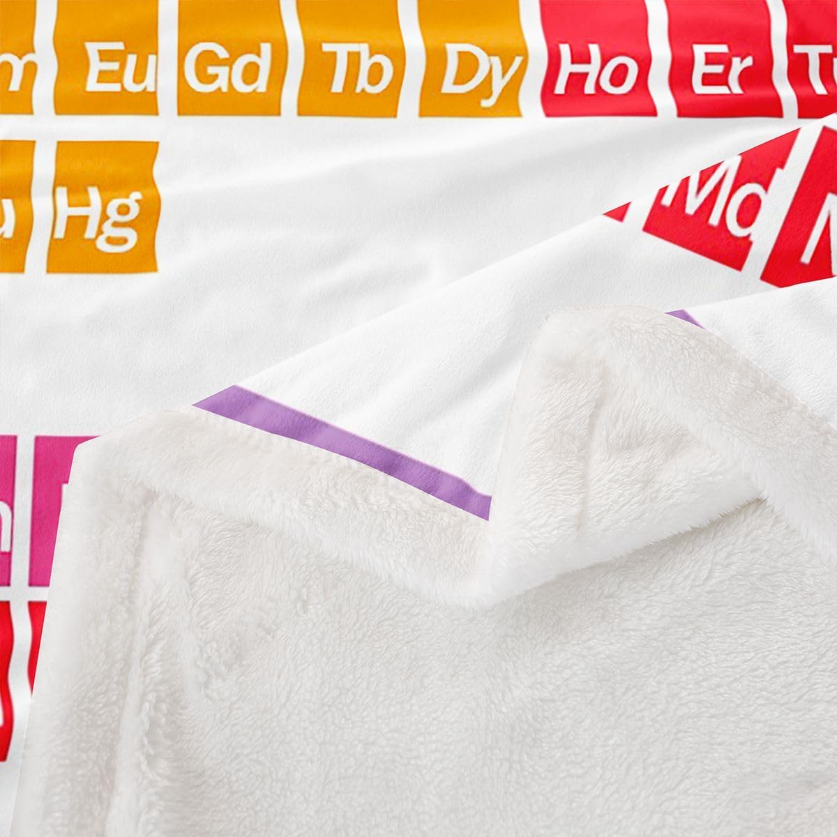 Feelyou The Periodic Table Plush Blanket Chemistry Fleece Throw Blanket for Bed Sofa Couch Teching Tools Colorful Sherpa Blanket Room Decor 40"x50"