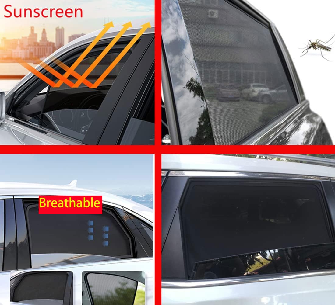 Sonnenschutz für Seitenscheiben Auto Magnetisch Vorhang für Golf 6 Variant 2009-2013 UV Schutz Fenster Sonnenblende Zubehör für Baby Kinder Haustiere Schwarz,3pcs- Rear Door Window