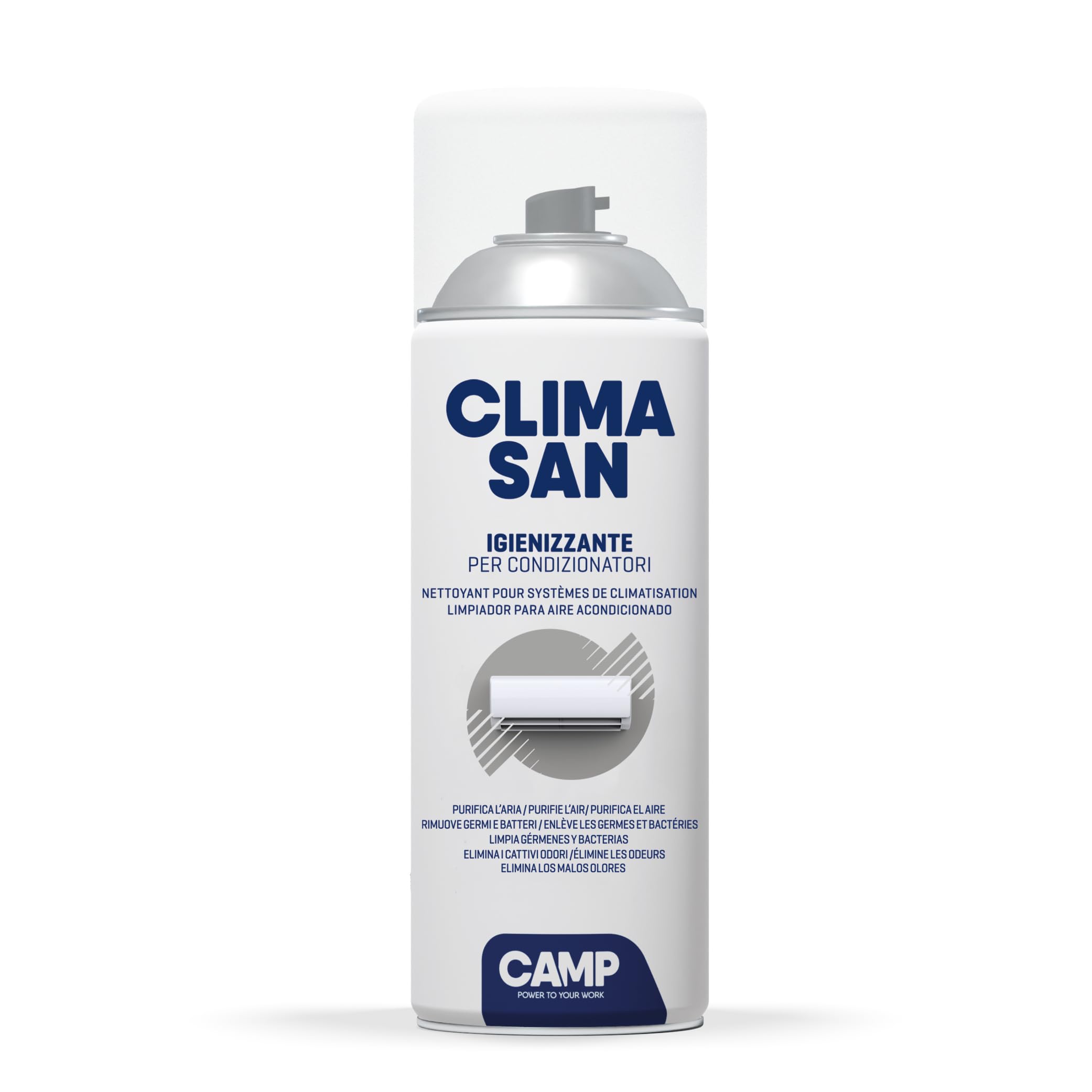 CAMP Climasan Limpiador – Limpiador Aire Acondicionado Casa, Spray para Climatizador Ideal para Remover Gérmenes y Bacterias, Limpieza Aire Acondicionado a Acción Purificadora, Made in Italy, 400 ml
