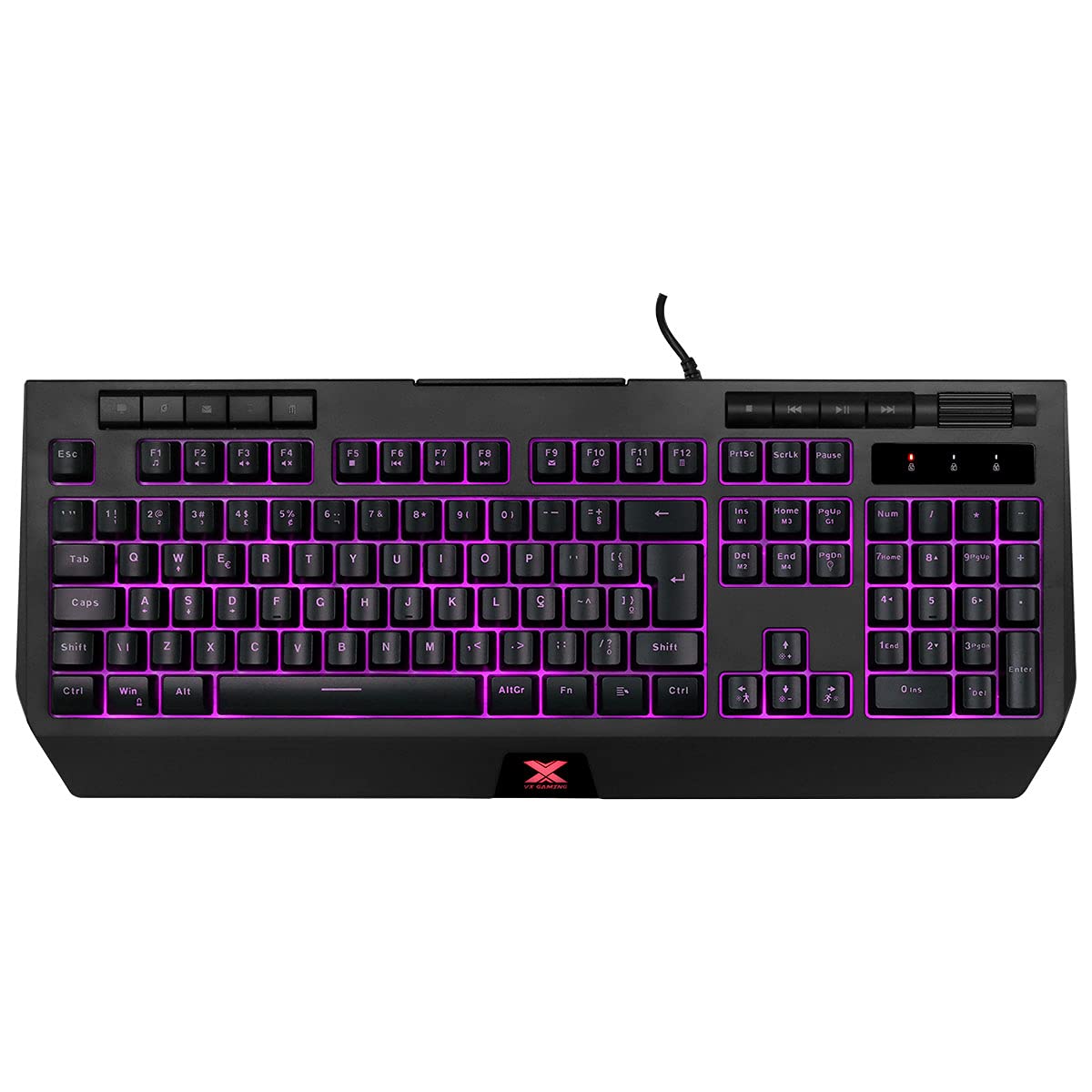 TECLADO GAMER VX GAMING PROTECTOR ABNT2 MULTIMIDIA LED 7 CORES USB