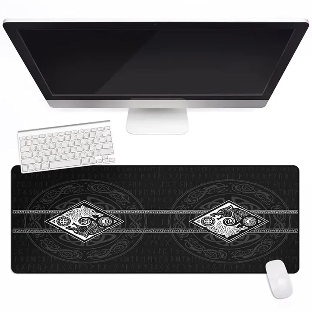 Tapis de souris Viking étendu Skoll et Hati grand format 90x40cm pour gamer et bureau