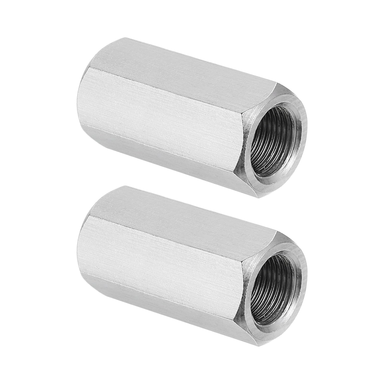 PATIKIL M12 x 1-Pitch 304 Stainless Steel Hex Coupling Nuts, 2Pcs 35mm / 1.4" Length Fully Threaded Rod Coupling Nut Studding Connector Fasteners, Silver Tone