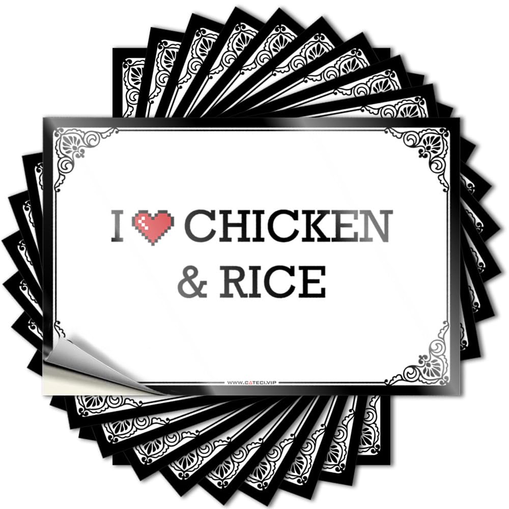 Tattoos Porch Decor Waterproof Vinyl Sticker | I Love Chicken & Rice Retro Hard for Darts DIY Projects(8X12CM)