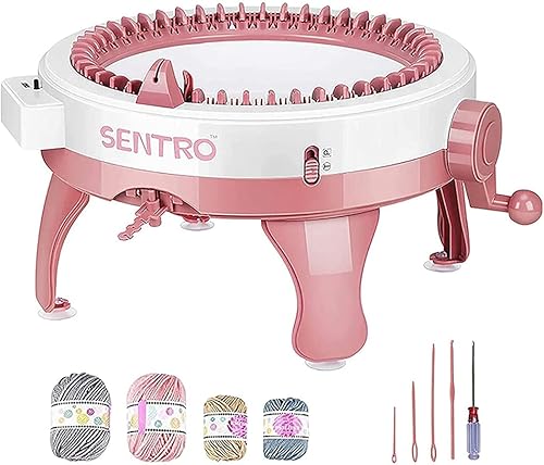 HUAIERJI Máquina de tejer de 48 agujas, máquina de tejer, telar de punto, máquinas de tejer redondas con contador de filas, tabla de tejer giratoria