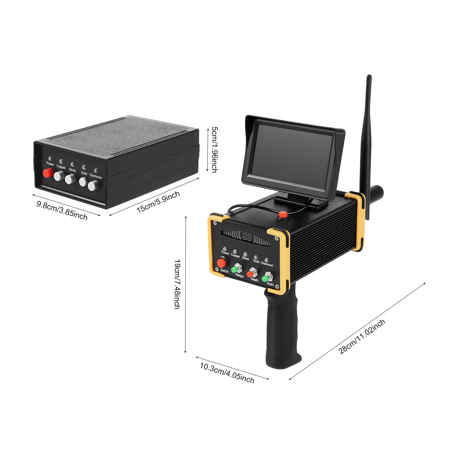 Metalldetektor Profi Wiederaufladbar, Metal Detector mit LCD Display, Gold Detektor für Gold Silber Kupfer, Schatzsuchgerät mit 99m Suchreichweite, Metallsuchgerät für Schatzsuche Outdoor
