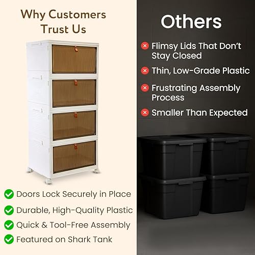 Miniatura 5 de Quik Box Sport - Organizador de almacenamiento apilable de 4 niveles, contenedores plegables de capacidad de 24 galones con puertas magnéticas,