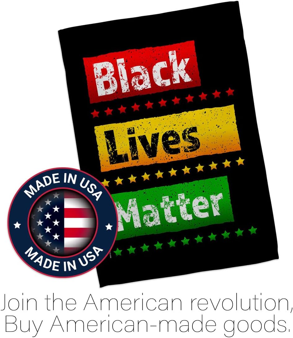 Black Lives Matter Pack Support Cause BLM Anti Racism Revolution Movement Equality Social USA Vintage Applique Decoration Banner Small Garden Yard Gift Double-Sided, House Flag 28" x 40", Thick Fabric