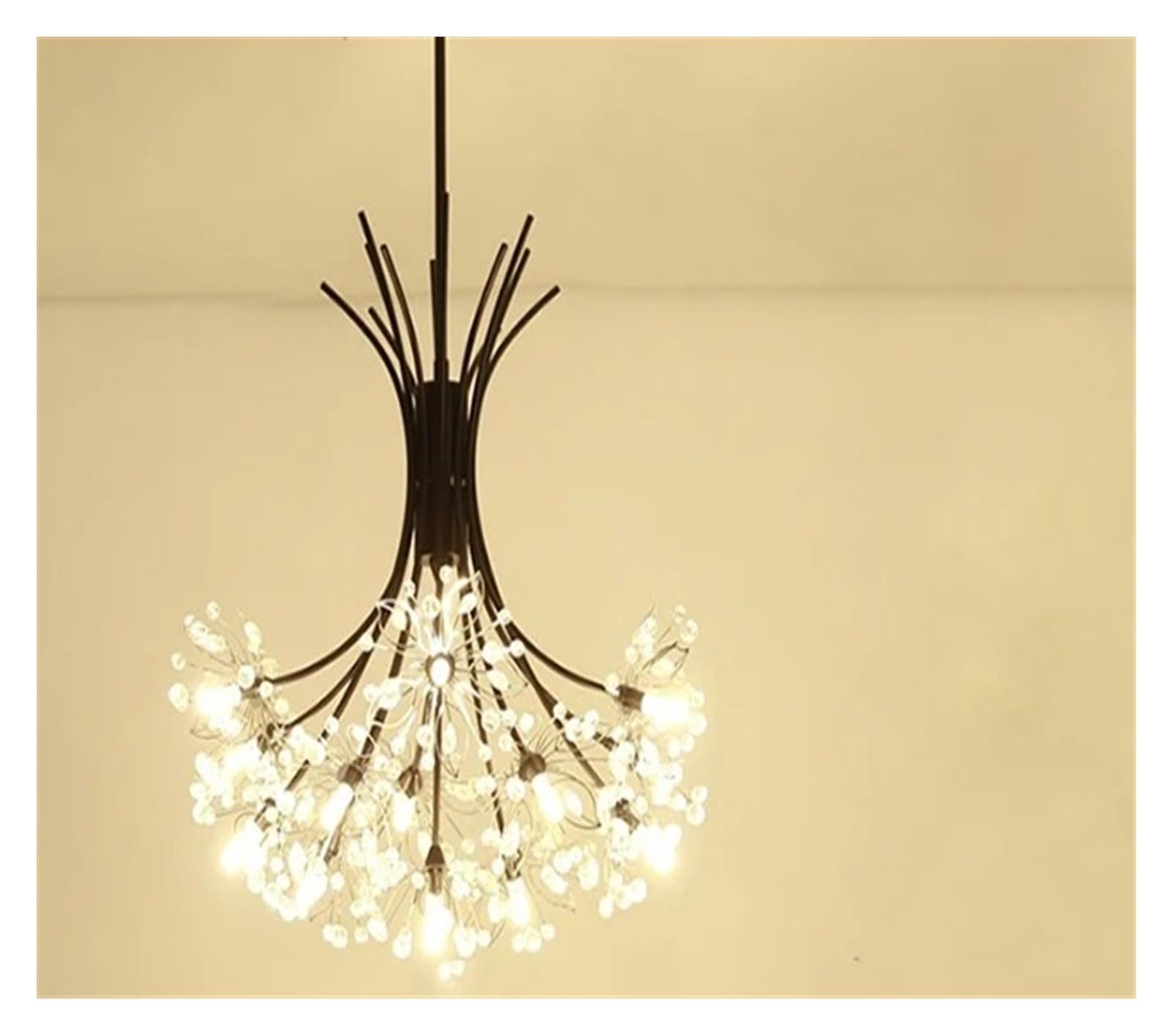 Lustre pissenlit noir 63 cm, plafonnier salon créatif et luminaire intérieur romantique