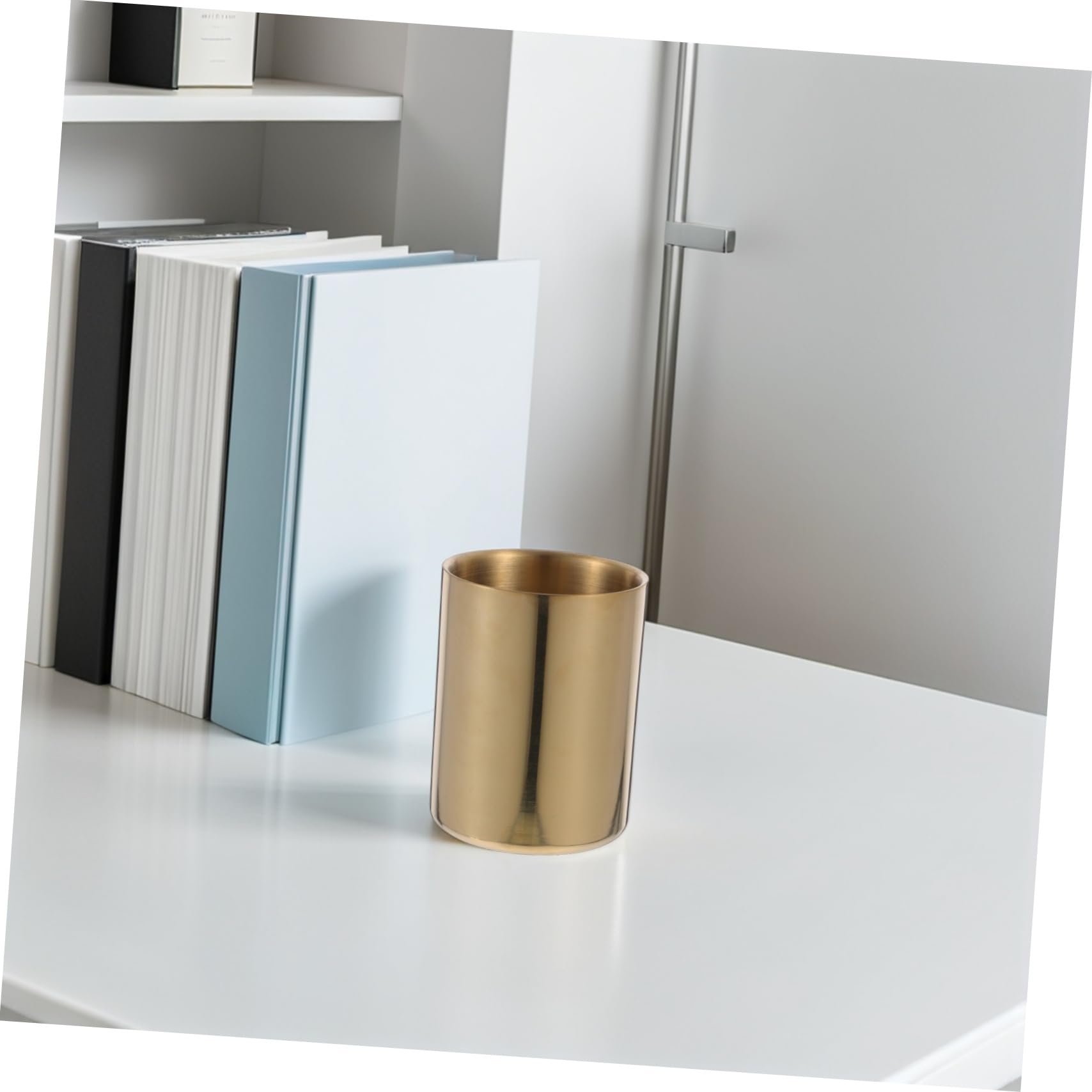 UKCOCO 2 Portalápices de Acero Inoxidable Redondos, Diseño Elegante y Moderno para Oficina y Espacio de Trabajo