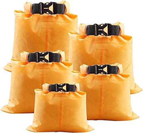 Pimoys Paquete de 5 sacos secos impermeables, bolsas secas ligeras para exteriores, bolsas secas definitivas para kayak, rafting, barco, campamento