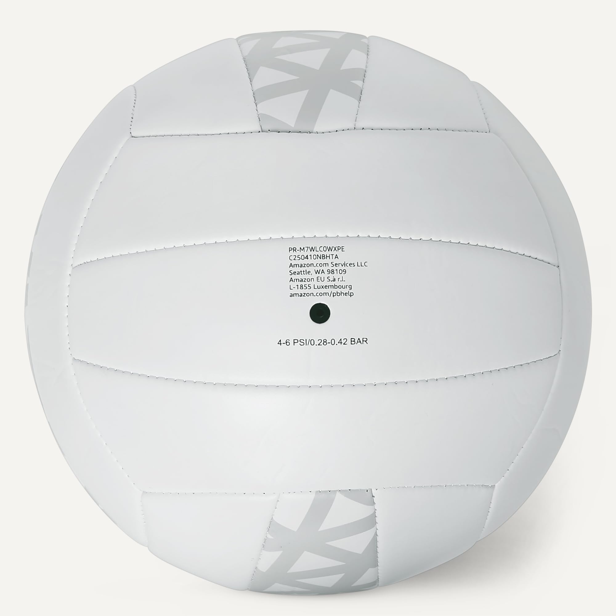Amazon Basics Volleyball d’Intérieur et d’Extérieur Taille 5 avec Pompe - Ballon d’Entraînement en Cuir PVC avec Coutures Renforcées et Vessie en Butyle, Blanc et Gris - 5