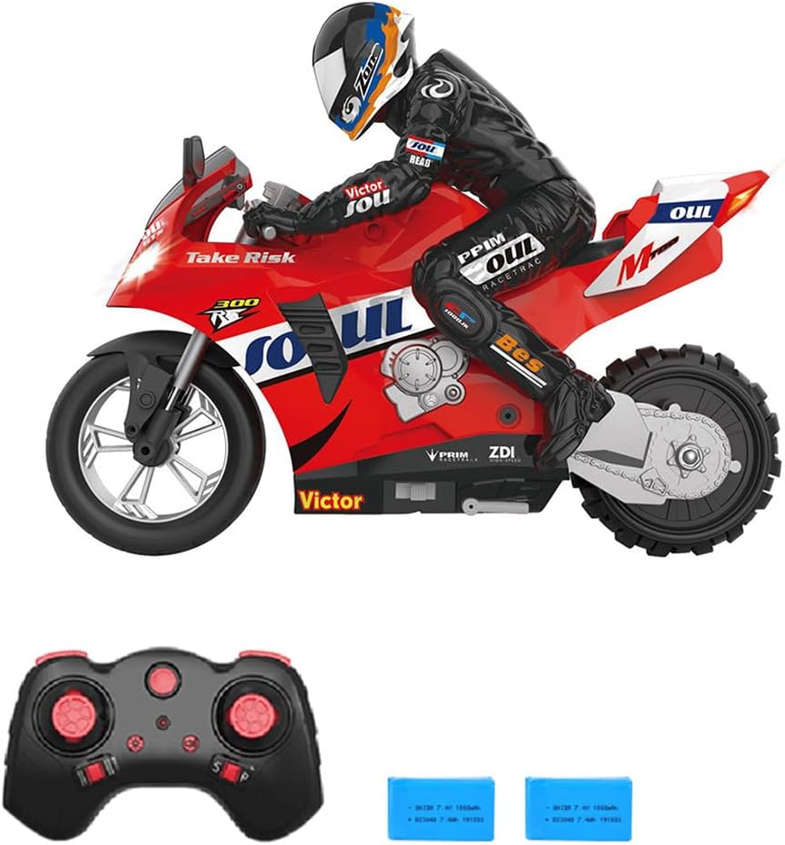 Remote Control Stunt Motorcycle Self Balancing Stunt Motorcycle 16 2.4G Remote Control Motorcycle Turning in PlaceSelf Stabilizing Balance360 ° Drift 2 Battery