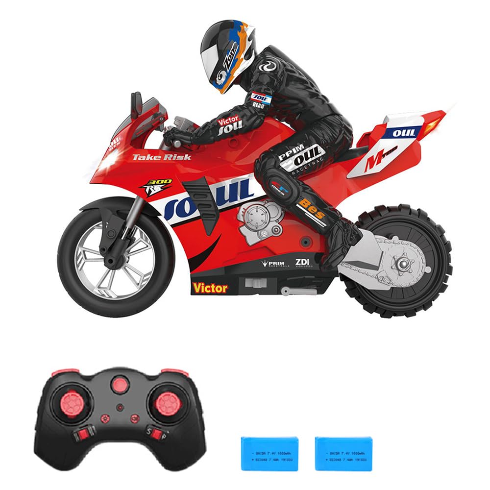 Remote Control Stunt Motorcycle Self Balancing Stunt Motorcycle 16 2.4G Remote Control Motorcycle Turning in PlaceSelf Stabilizing Balance360 ° Drift 2 Battery