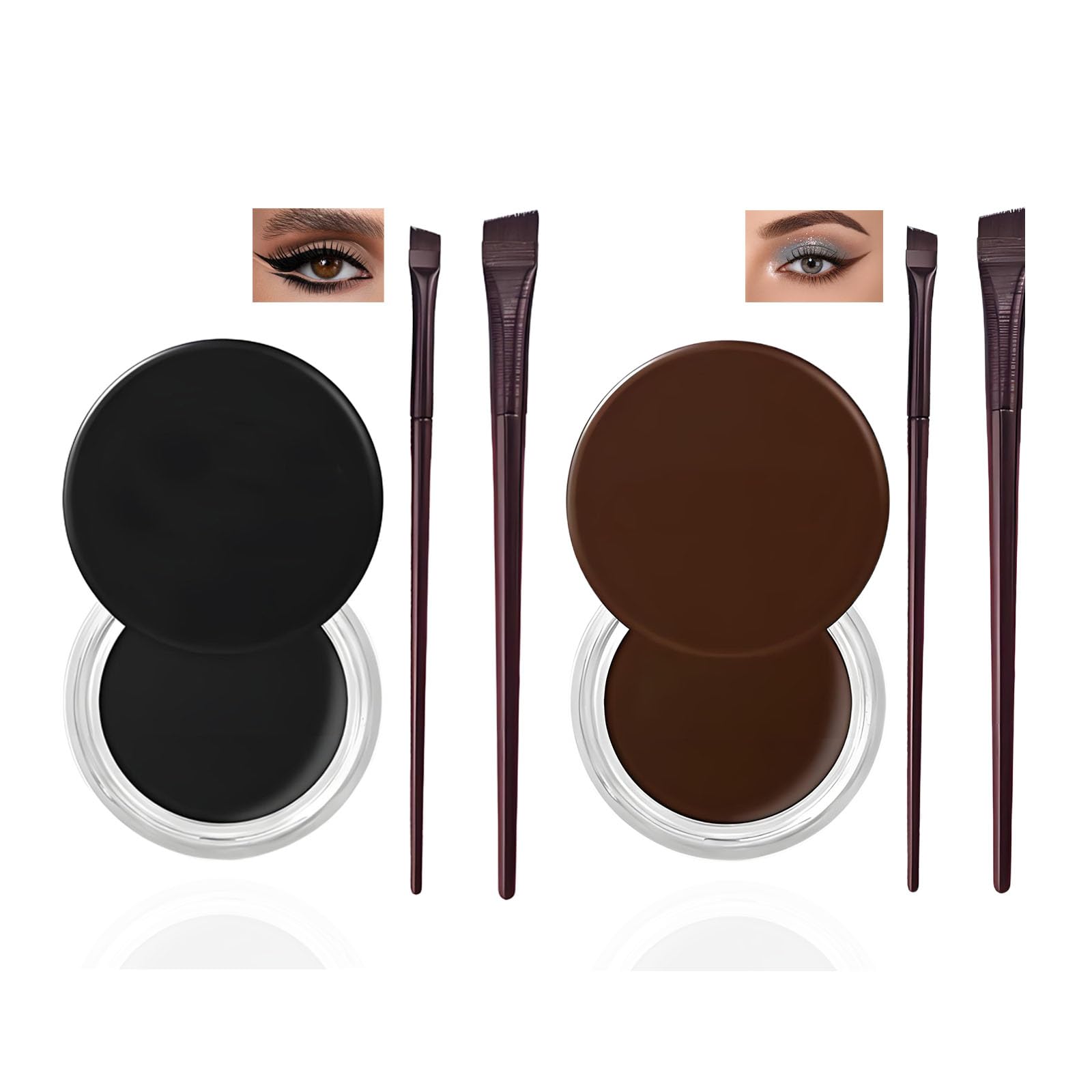 2PCS Waterproof Eyeliner and Brow Pomade, Long-Lasting Smudge-Proof Formula