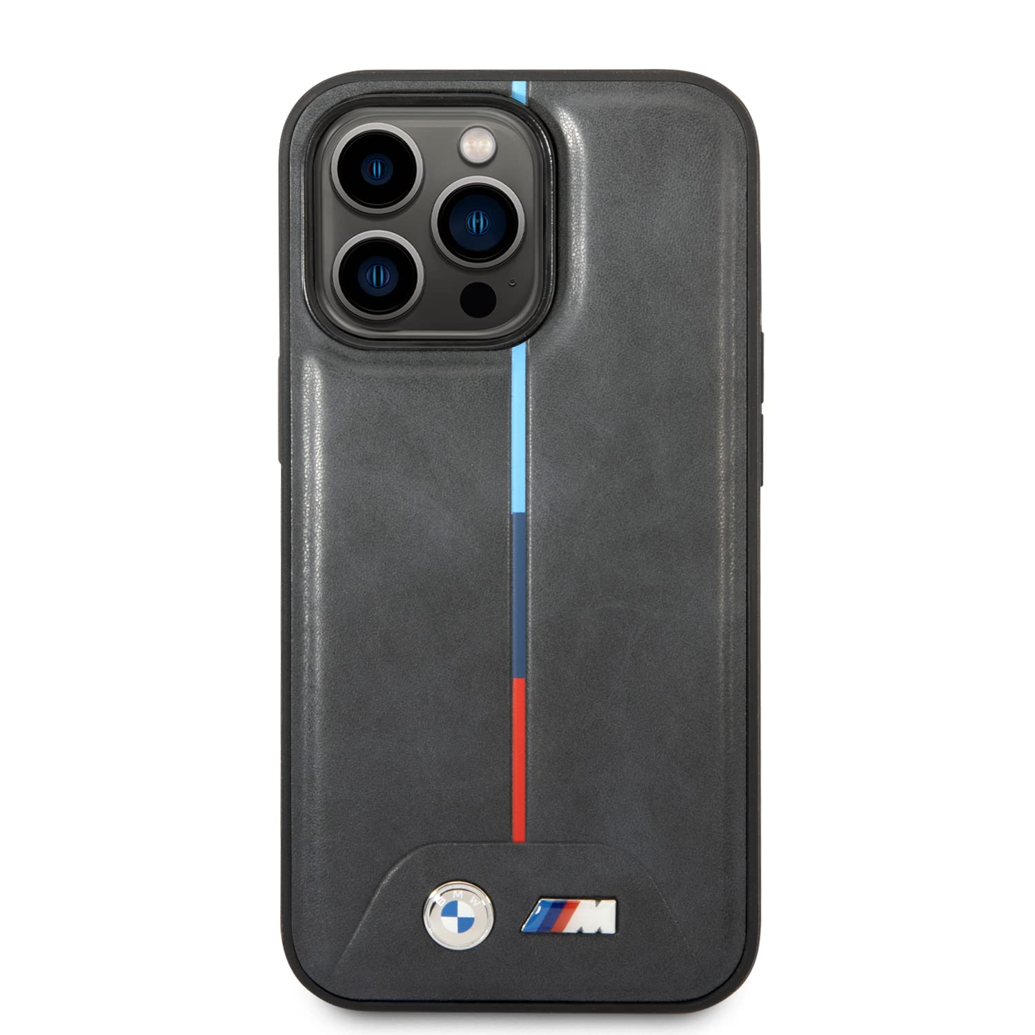 CG MOBILE Custodia per telefono BMW per iPhone 14 Pro in grigio trapuntato Magsafe compatibile, collezione M, custodia protettiva liscia con facile scatto, assorbimento degli urti e logo firma