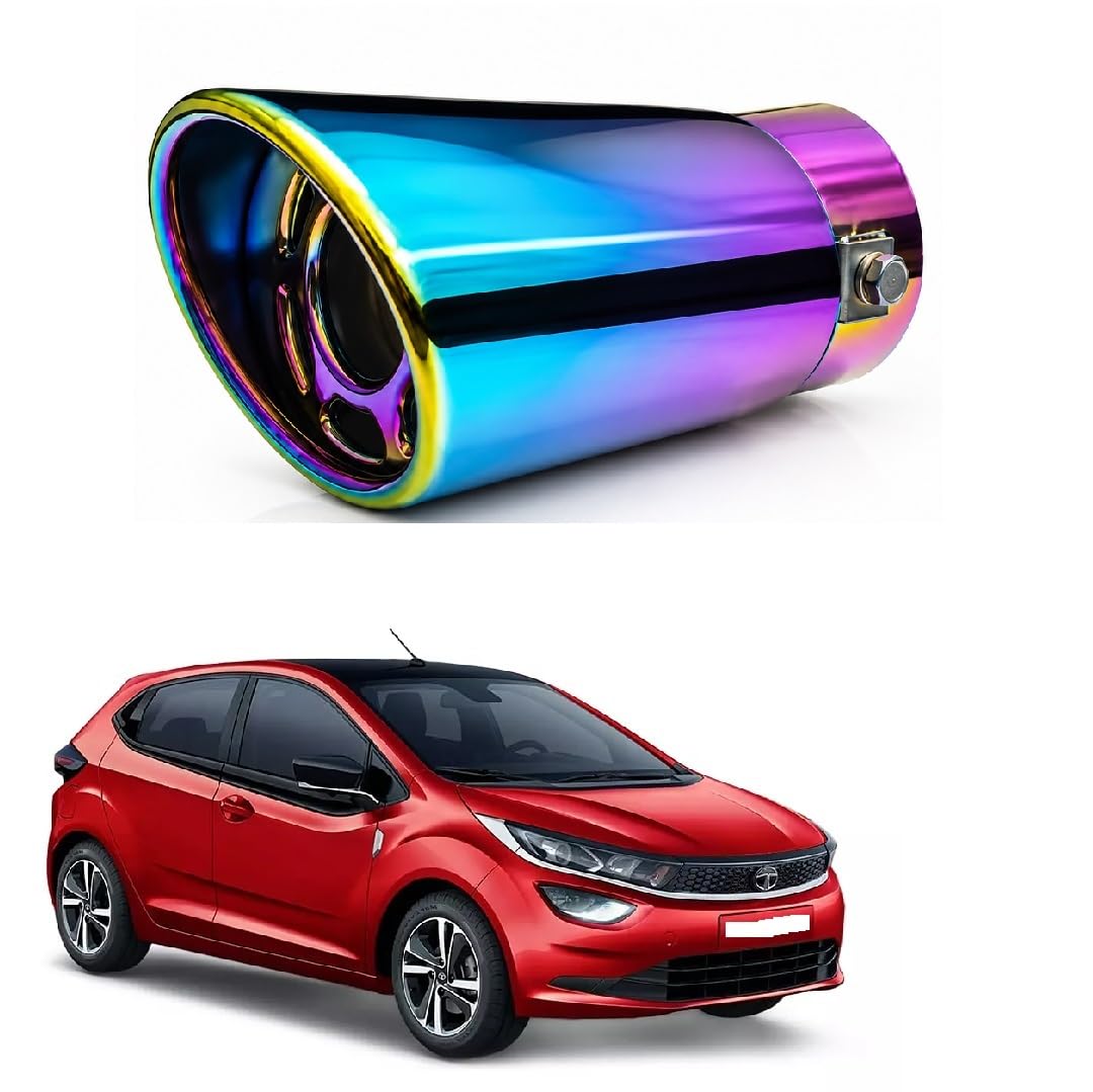 Car Rainbow Iridescent Car Exhaust Tip Show pipe Muffler End Pipe Compatible with Tata Altroz-image-9