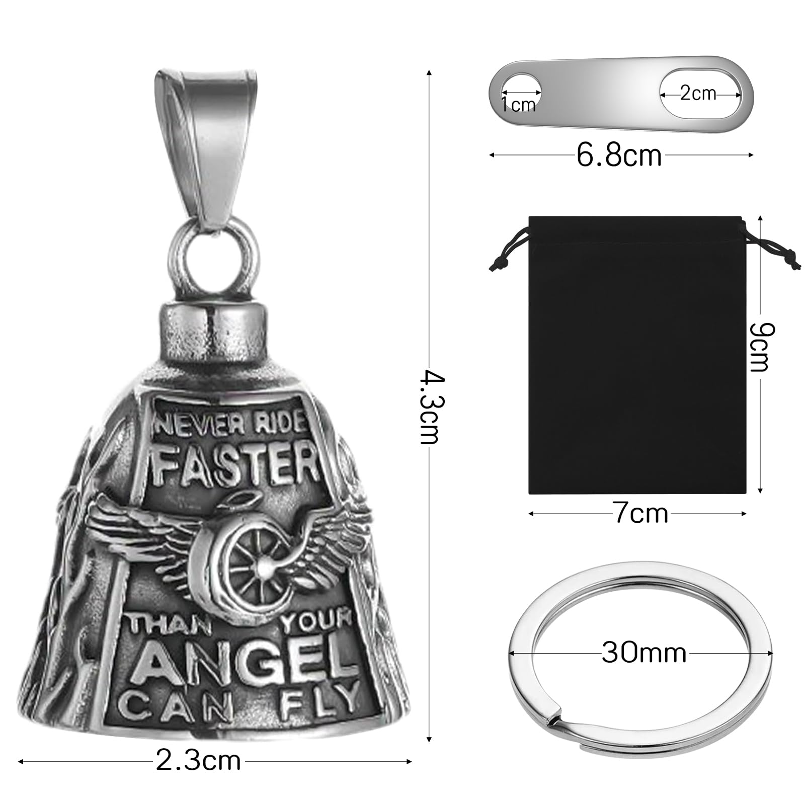 Guardian Bell Motocykl - Ring Bell Moto - Punk Style z breloczkiem na szczęście, nadaje się do dekoracji