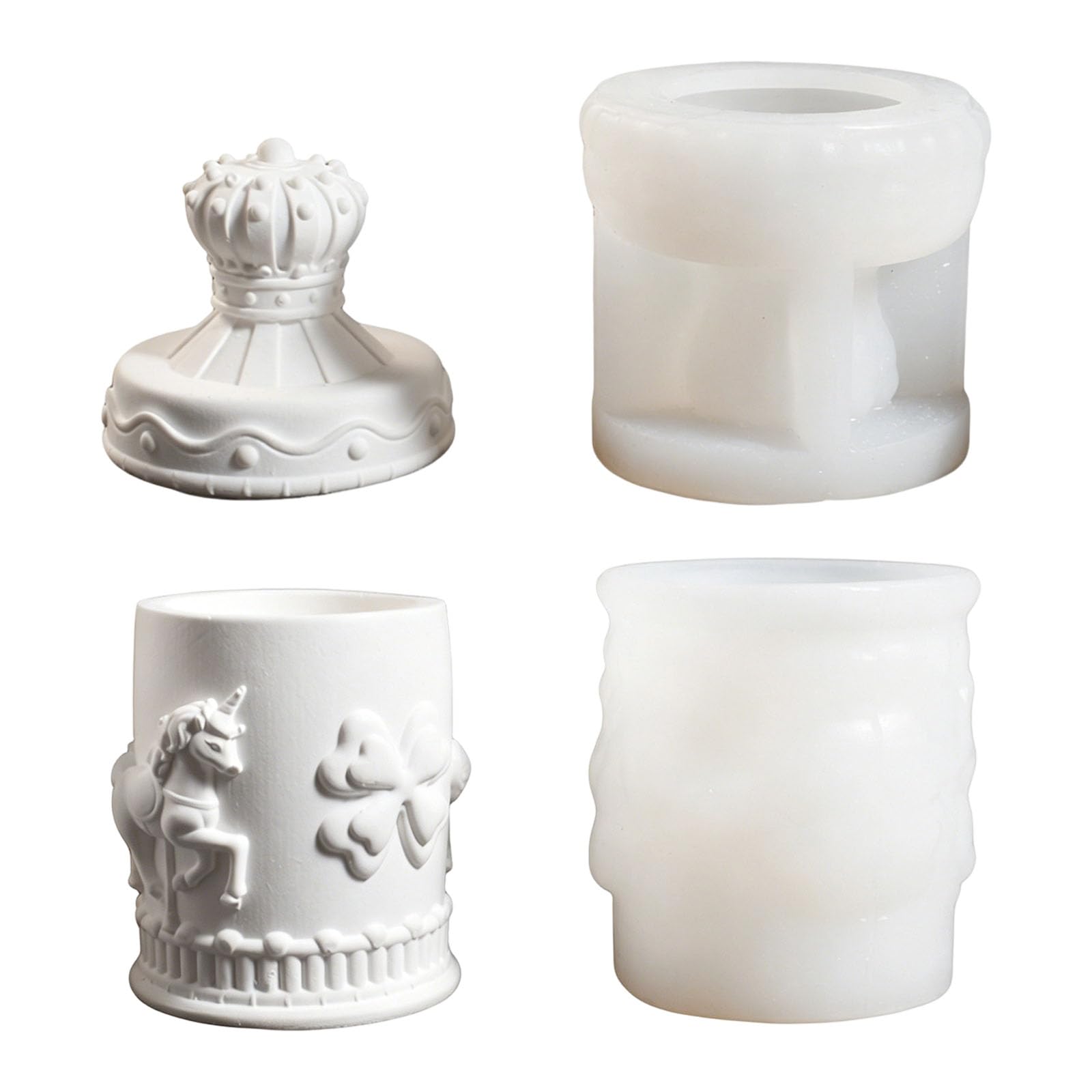 Kaeltsyn Carousel Horse Silicone Molds Resin Jar with Lid for Making Cup Decorative Storage Jar and Resin Casting Release Elastomer Cast