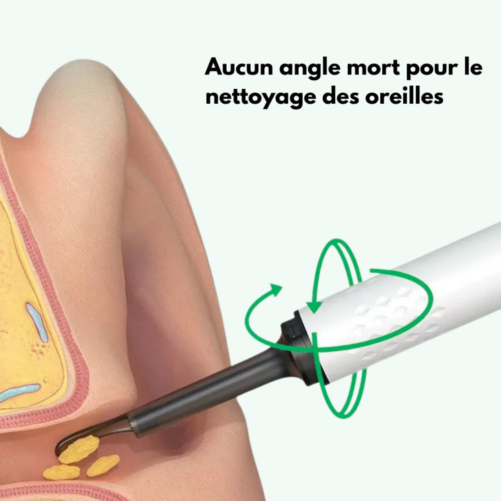 AudiPro - Nettoyant d'oreilles avec caméra HD intégrée，Cuillère auriculaire visuelle, avec ensemble complet d'accessoires, pour retirer délicatement le cérumen