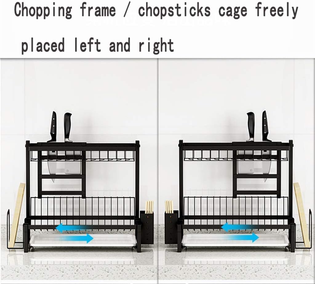 Dish Drying Rack Cutlery Rack 304 Kitchen Supplies Stainless Steel Drain Rack Storage Rack Kitchen Rack Black Dish Rack Cutlery Drying Rack (Size:C3)