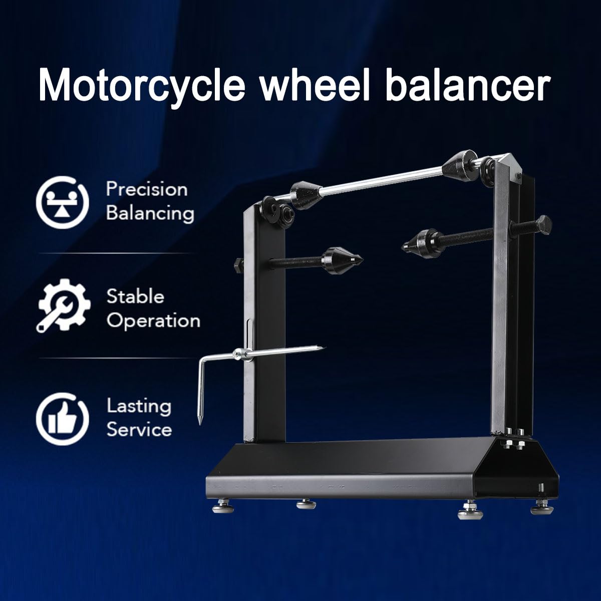 Equilibratore per Pneumatici Portatile per Moto e Bicicletta, Dispositivo di Equilibratura Statica con Base e Coni di Centraggio Regolabili