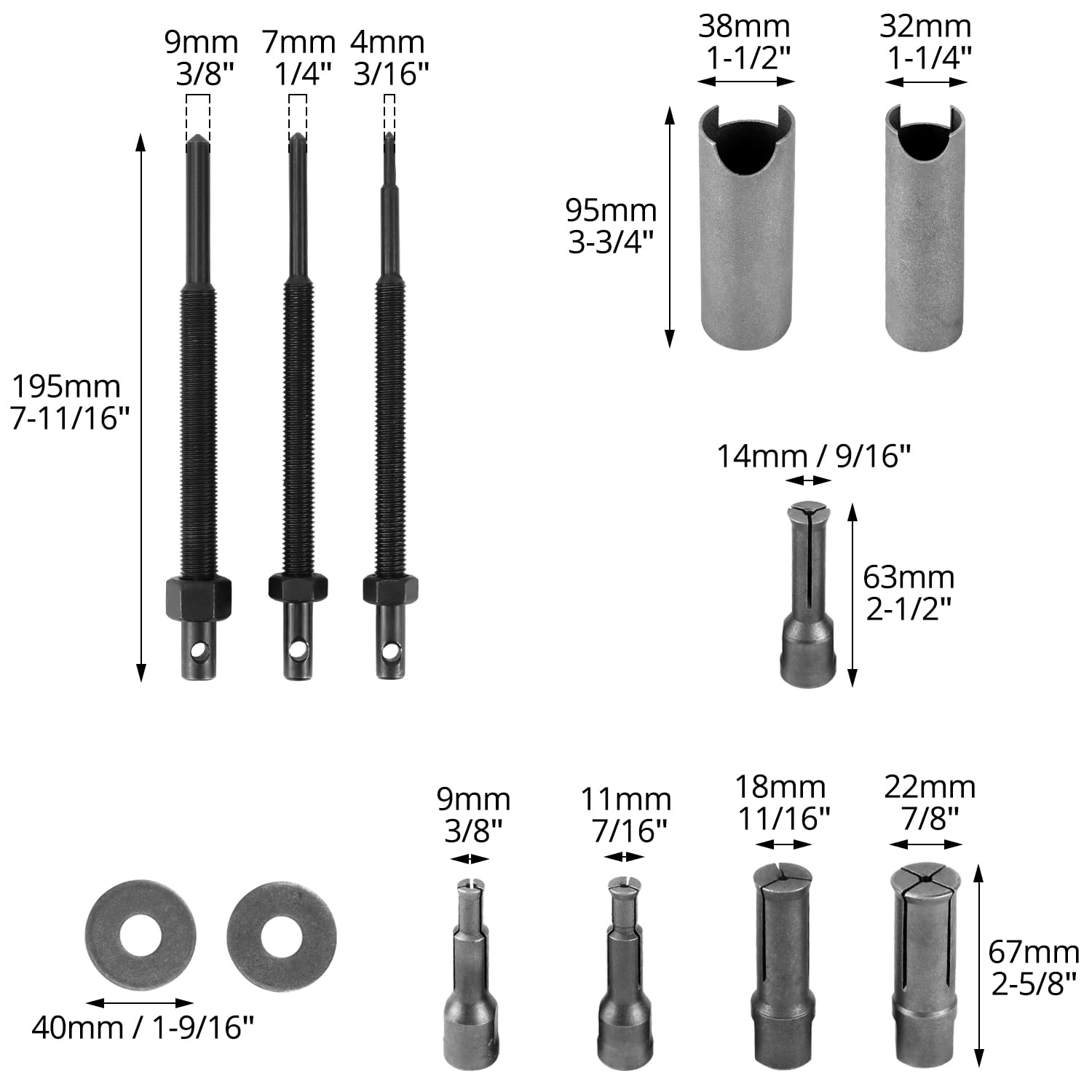 QWORK® Zestaw ściągaczy do łożysk wewnętrznych motocykla, 9-23 mm, z otwartymi klipsami w 5 rozmiarach, do naprawy pojazdów silnikowych, motocykli i rowerów